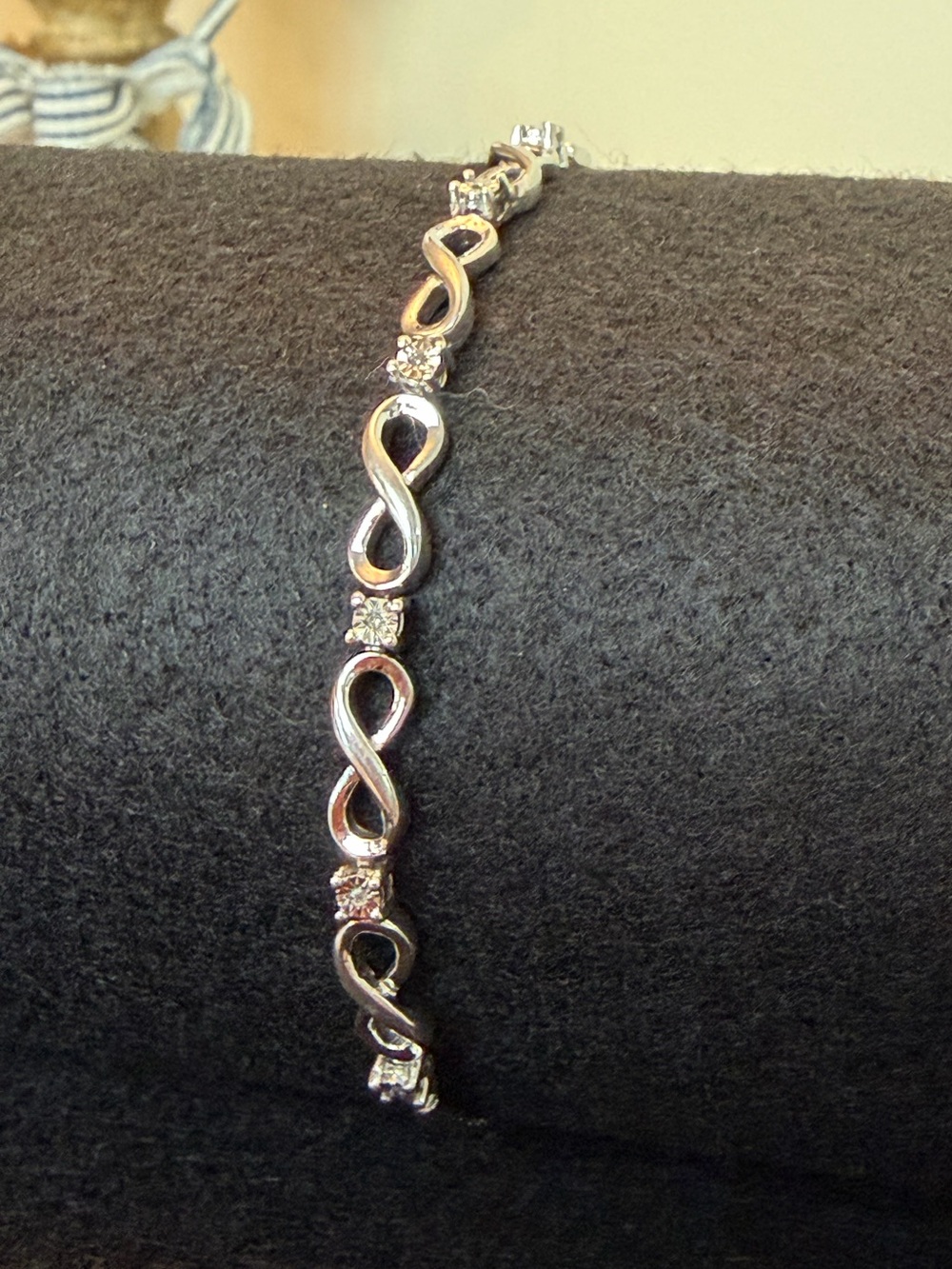 Sterling Silver Diamond Accent Infinity Bolo Bracelet | Adjustable 9.5”